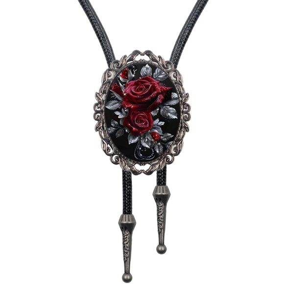 Other - 8512 Bolo Tie Flower Rose Western Cowboy Brown Leather Country Style String